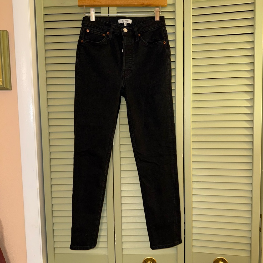 Redone 90’s Mid Rise Black Straight Leg Jeans